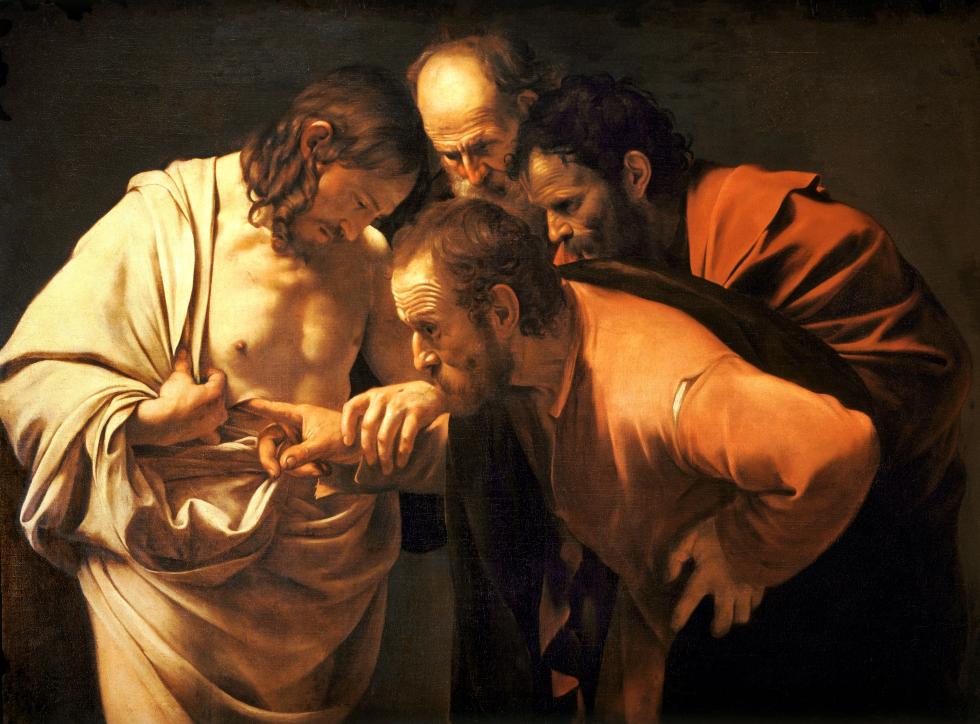 Caravaggio , "The Incredulity of Saint Thomas." 1601-1602